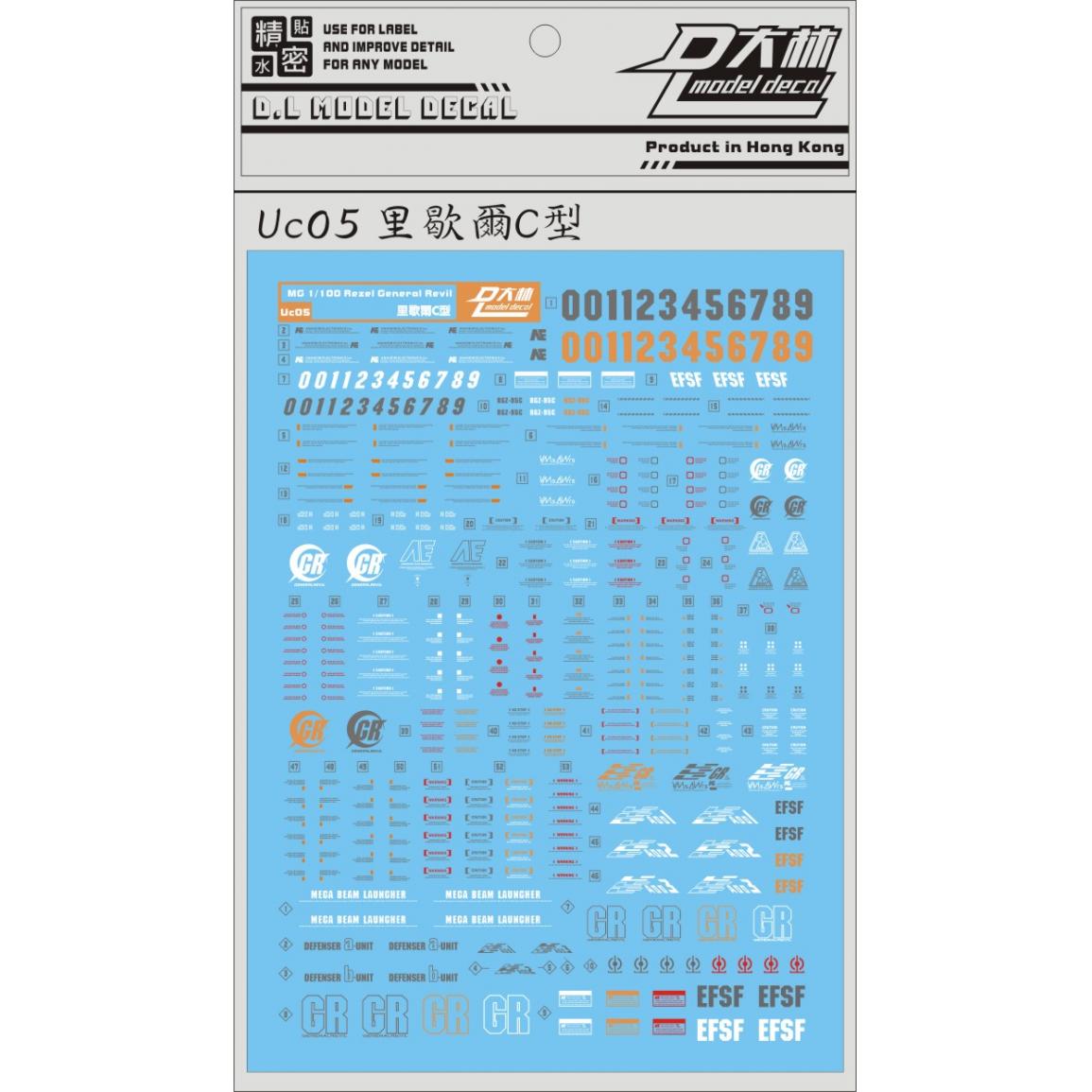 Dalin Water Decals for MG 1/100 ReZEL Type C
