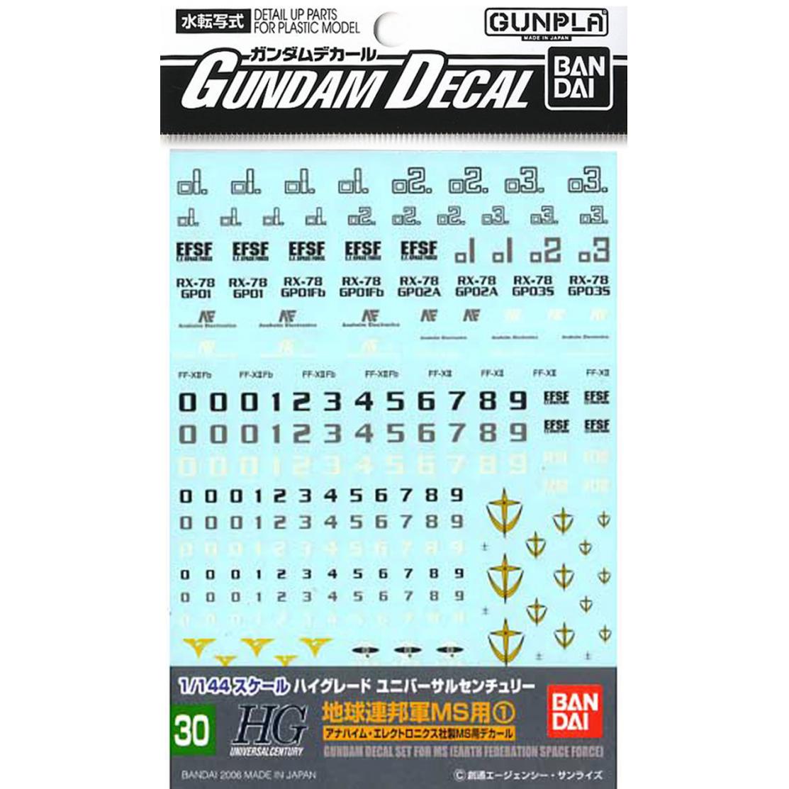 Gundam Decal 1/144 MS (Earth Federation Space Force)