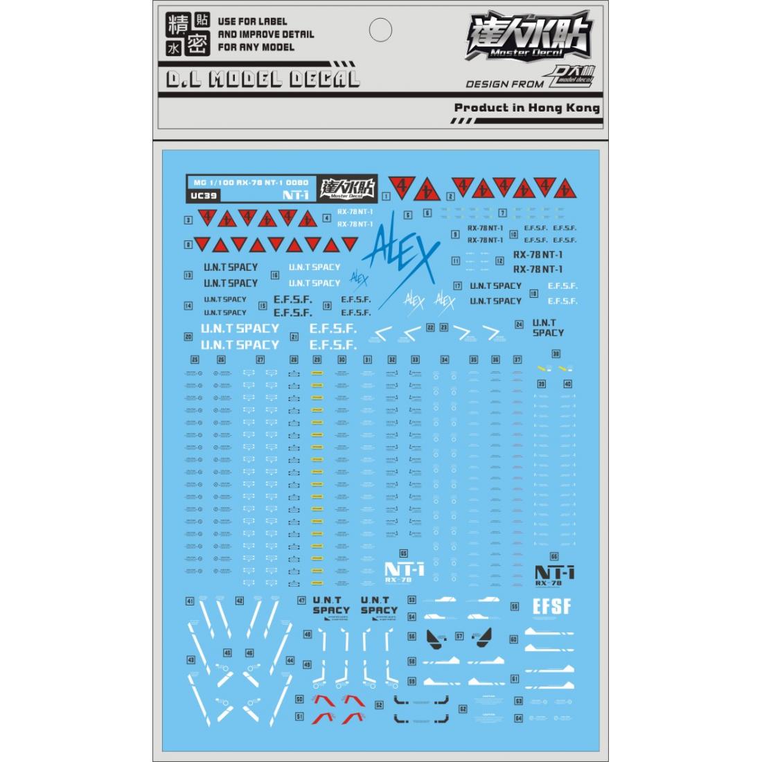Dalin Water Decals for MG 1/100 Gundam NT-1 Ver.2.0